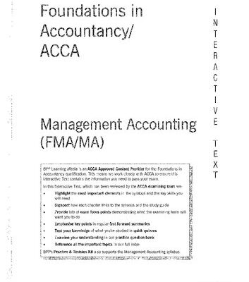 خرید و دانلود نسخه کامل کتاب ACCA FMA/FA Foundations in Accountancy-Management Accounting Interactive Text (Practice Revision Kit Not Included)