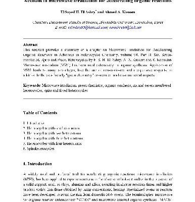 خرید و دانلود نسخه کامل کتاب Account of microwave irradiation for accelerating organic reactions