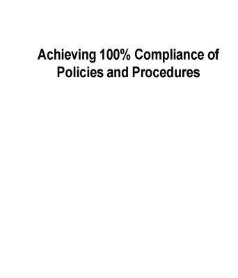 خرید و دانلود نسخه کامل کتاب Achieving 100% Compliance of Policies and Procedures