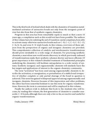 خرید و دانلود نسخه کامل کتاب Activation of Unreactive Bonds and Organic Synthesis