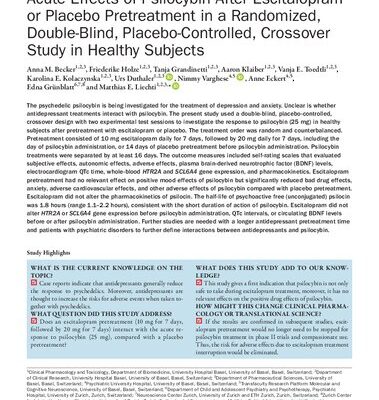خرید و دانلود نسخه کامل کتاب Acute Effects of Psilocybin After Escitalopram or Placebo Pretreatment in a Randomized, Double-Blind, Placebo-Controlled, Crossover Study in Healthy Subjects