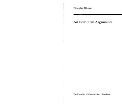خرید و دانلود نسخه کامل کتاب Ad Hominem Arguments (Studies in Rhetoric & Communication)
