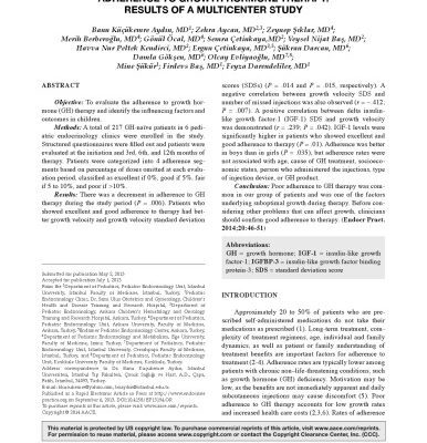 خرید و دانلود نسخه کامل کتاب Adherence to Growth Hormone Therapy: Results of a Multicenter Study