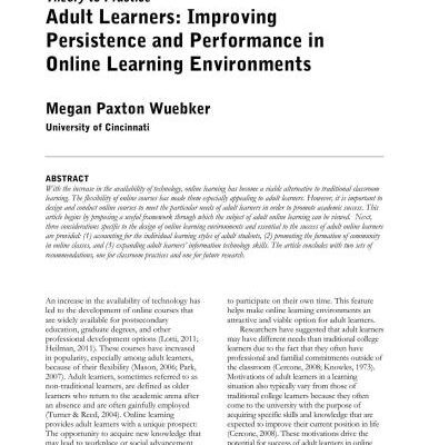 خرید و دانلود نسخه کامل کتاب Adult Learners: Improving Persistence and Performance in Online Learning Environments