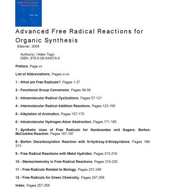 خرید و دانلود نسخه کامل کتاب Advanced Free Radical Reactions For Organic Synthesis