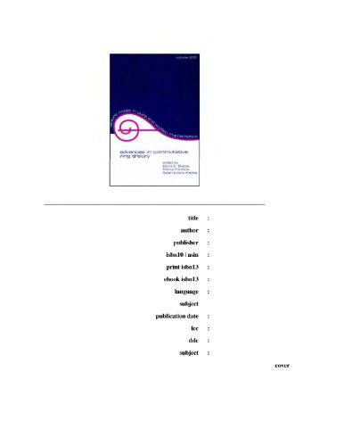 خرید و دانلود نسخه کامل کتاب Advances in commutative ring theory: proceedings of the Third International Conference on Commutative Ring Theory in Fez, Morocco_68cf0c7b61441.jpeg خرید و دانلود نسخه کامل کتاب Advances in commutative ring theory: proceedings of the Third International Conference on Commutative Ring Theory in Fez, Morocco