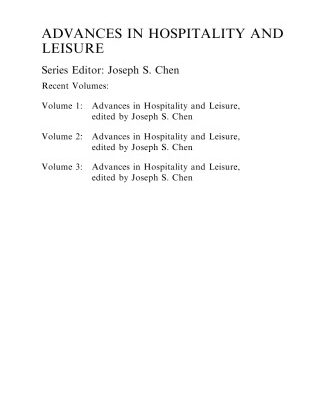 خرید و دانلود نسخه کامل کتاب Advances in Hospitality and Leisure. Volume 4 (Advances in Hospitality and Leisure)