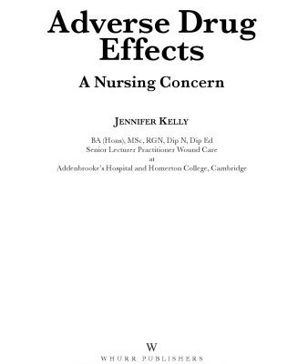 خرید و دانلود نسخه کامل کتاب Adverse Drug Effects: A Nursing Concern
