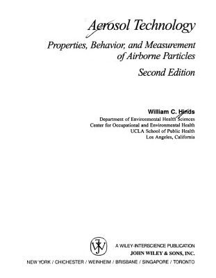 خرید و دانلود نسخه کامل کتاب Aerosol Technology: Properties, Behavior, and Measurement of Airborne Particles