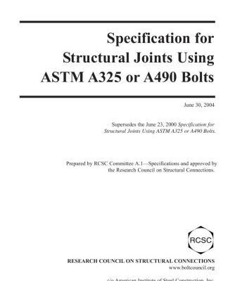خرید و دانلود نسخه کامل کتاب AISC Specification for Structural Joints Using ASTM A325 or A490 Bolts