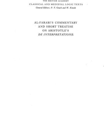 خرید و دانلود نسخه کامل کتاب Al-Farabi’s Commentary and Short Treatise on Aristotle’s De Interpretatione