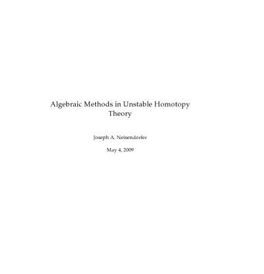 خرید و دانلود نسخه کامل کتاب Algebraic Methods in Unstable Homotopy Theory (New Mathematical Monographs)