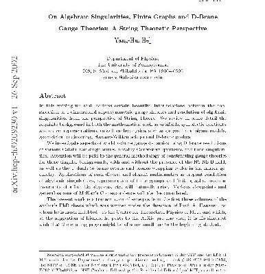 خرید و دانلود نسخه کامل کتاب Algebraic Singularities, Finite Graphs and D-Brane Theories