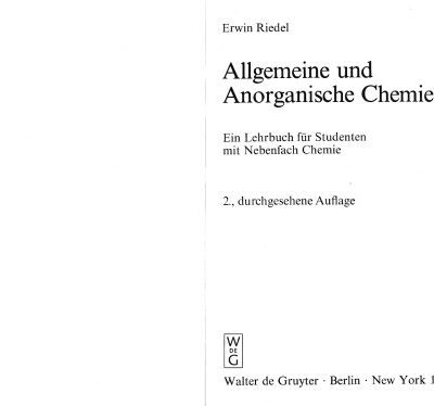 خرید و دانلود نسخه کامل کتاب Allgemeine und Anorganische Chemie. Ein Lehrbuch fur Studenten mit Nebenfach Chemie 2. Auflage