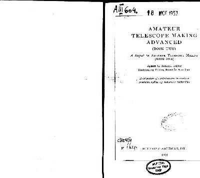 خرید و دانلود نسخه کامل کتاب Amateur Telescope Making Advanced (Book Two) (1952)(en)(650s)