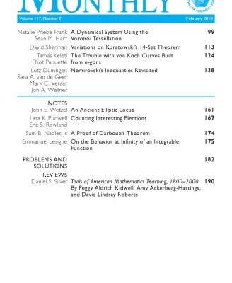 خرید و دانلود نسخه کامل کتاب American Mathematical Monthly, volume 117, number 2, February 2010