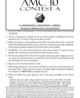 خرید و دانلود نسخه کامل کتاب American Mathematics Contest 10A (AMC 10) 2007