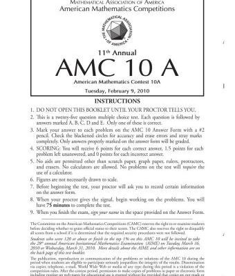 خرید و دانلود نسخه کامل کتاب American Mathematics Contest 10A (AMC 10) 2010