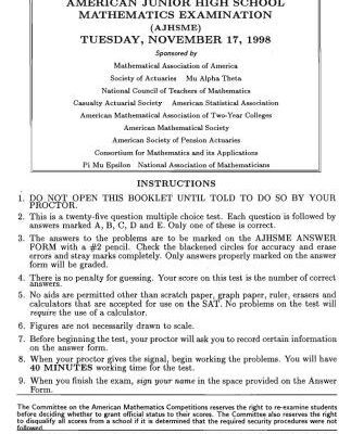 خرید و دانلود نسخه کامل کتاب American Mathematics Contest 8 (AMC 8) 1998