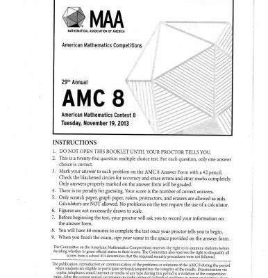خرید و دانلود نسخه کامل کتاب American Mathematics Contest 8 (AMC 8) 2013