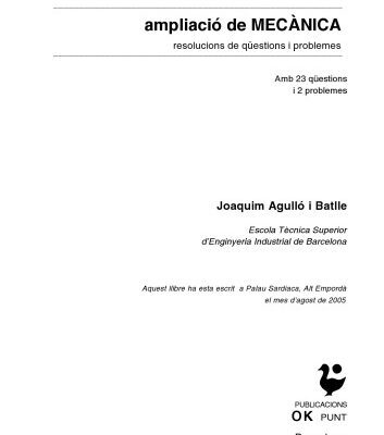 خرید و دانلود نسخه کامل کتاب Ampliació de Mecànica. Resolucions de qüestions i problemes
