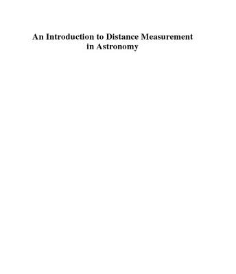 خرید و دانلود نسخه کامل کتاب An Introduction to Distance Measurement in Astronomy