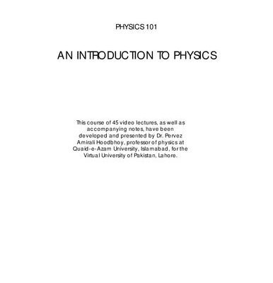 خرید و دانلود نسخه کامل کتاب An Introduction to Physics: Lecture Notes