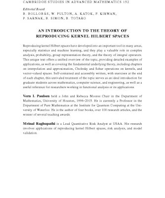 خرید و دانلود نسخه کامل کتاب An Introduction to the Theory of Reproducing Kernel Hilbert Spaces