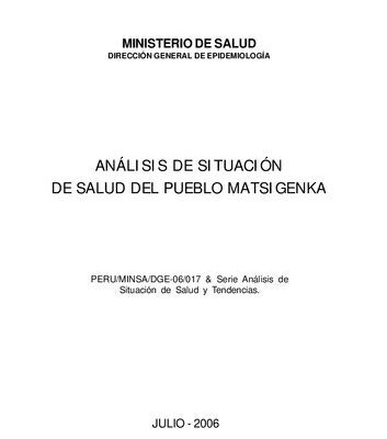 خرید و دانلود نسخه کامل کتاب Análisis de situación de salud del pueblo matsigenka (Arawak)
