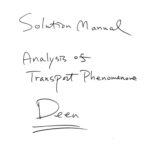 خرید و دانلود نسخه کامل کتاب Analysis of Transport Phenomena : Solution Manual