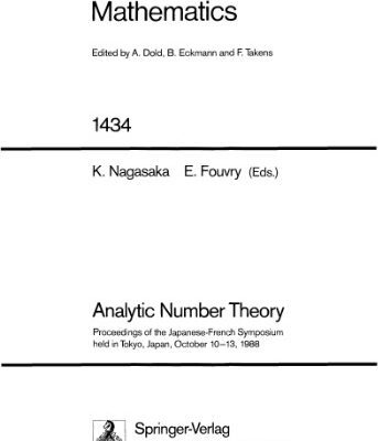 خرید و دانلود نسخه کامل کتاب Analytic Number Theory: Proceedings of the Japanese-French Symposium held in Tokyo, Japan, October 10–13, 1988