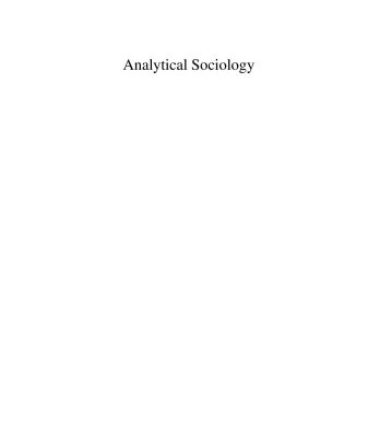 خرید و دانلود نسخه کامل کتاب Analytical Sociology: Actions and Networks
