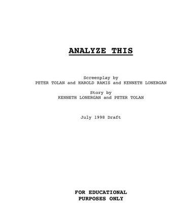 خرید و دانلود نسخه کامل کتاب Analyze this. Movie script