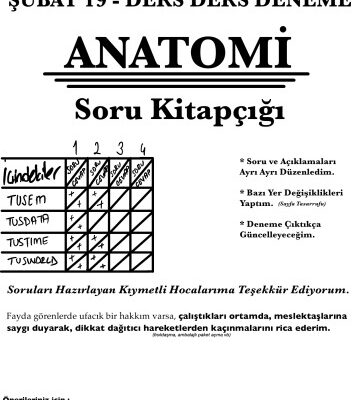 خرید و دانلود نسخه کامل کتاب Anatomi Tus Deneme Sınavları Soruları