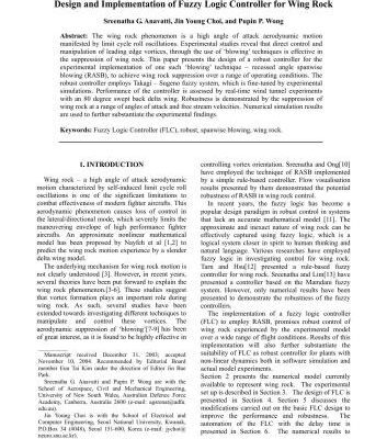 خرید و دانلود نسخه کامل کتاب Anavatti, Jin Young Choi, and Pupin P. Wong. Design and Implementation of Fuzzy Logic Controller for Wing Rock