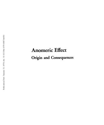 خرید و دانلود نسخه کامل کتاب Anomeric Effect. Origin and Consequences