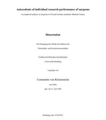 خرید و دانلود نسخه کامل کتاب Antecedents of individual research performance of surgeons. An empirical analysis of surgeons in US and German Academic Medical Centers