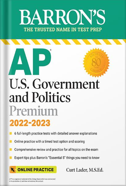خرید و دانلود نسخه کامل کتاب AP U.S. Government and Politics Premium, 2022-2023: 6 Practice Tests + Comprehensive Review + Online Practice (Barron’s Test Prep) Thirteenth Edition by Curt Lader_68bec367c78c6.jpeg خرید و دانلود نسخه کامل کتاب AP U.S. Government and Politics Premium, 2022-2023: 6 Practice Tests + Comprehensive Review + Online Practice (Barron’s Test Prep) Thirteenth Edition by Curt Lader
