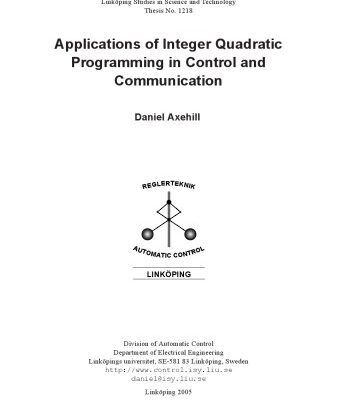 خرید و دانلود نسخه کامل کتاب Applications of integer quadratic programming in control and communication