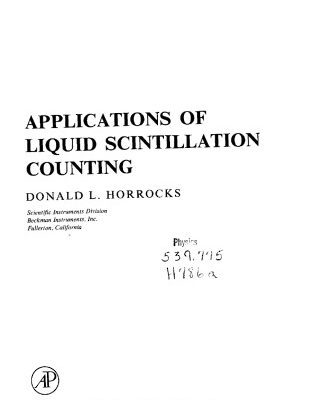 خرید و دانلود نسخه کامل کتاب Applications of Liquid Scintillation Counting
