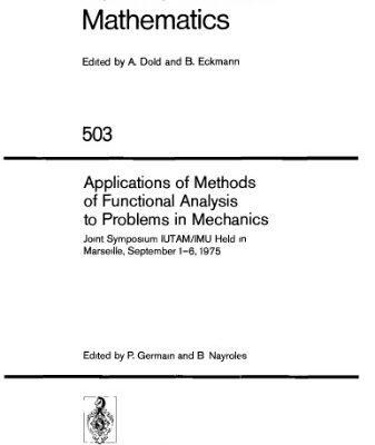 خرید و دانلود نسخه کامل کتاب Applications of Methods of Functional Analysis to Problems in Mechanics