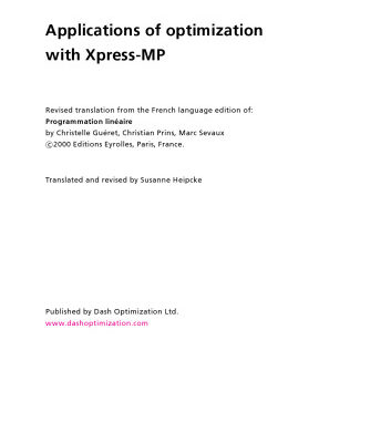 خرید و دانلود نسخه کامل کتاب Applications of Optimization with XpressMP