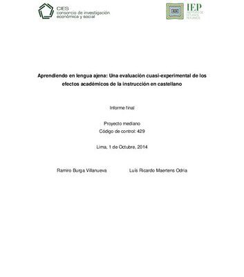 خرید و دانلود نسخه کامل کتاب Aprendiendo en lengua ajena: Una evaluación cuasi-experimental de los efectos académicos de la instrucción en castellano. Informe Final