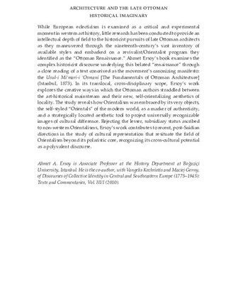 خرید و دانلود نسخه کامل کتاب Architecture and the Late Ottoman Historical Imaginary