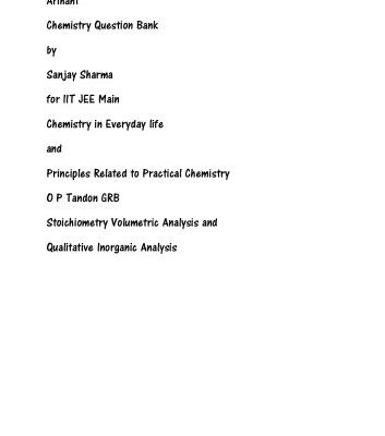 خرید و دانلود نسخه کامل کتاب Arihant Chemistry Question Bank by Sanjay Sharma for IIT JEE Main Chemistry in Everyday life and Principles Related to Practical Chemistry O P Tandon Stoichiometry Volumetric Analysis Misc