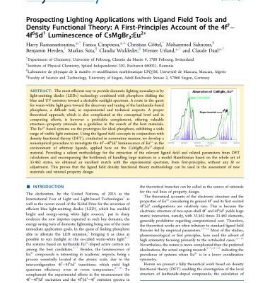 خرید و دانلود نسخه کامل کتاب [Article] Prospecting Lighting Applications with Ligand Field Tools and Density Functional Theory: A First-Principles Account of the 4f7− 4f65d1 Luminescence of CsMgBr3:Eu2+