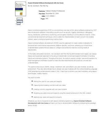 خرید و دانلود نسخه کامل کتاب Aspect-Oriented Software Development with Use Cases