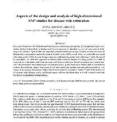 خرید و دانلود نسخه کامل کتاب Aspects of the design and analysis of high-dimensional SNP studies for disease risk estimation