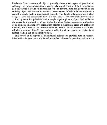 خرید و دانلود نسخه کامل کتاب Astronomical Polarimetry