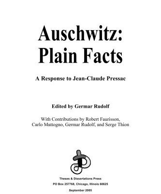 خرید و دانلود نسخه کامل کتاب Auschwitz: Plain Facts A Response to Jean-Claude Pressac